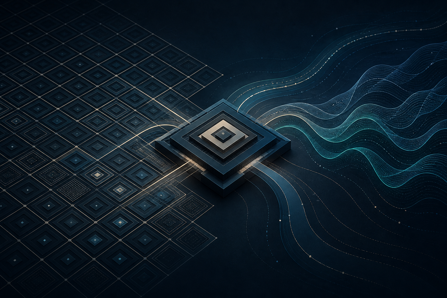 Editorial abstraction of a cryptographic lattice transitioning into quantum wave geometry