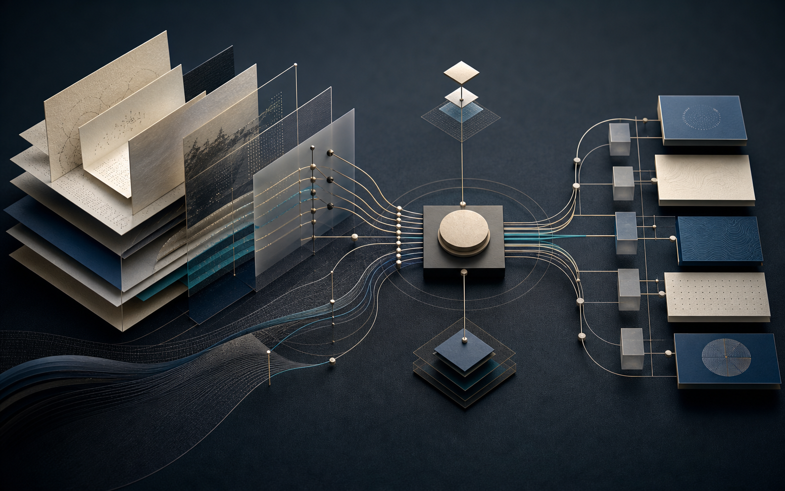 Abstract AI systems study representing edge assistant hardware and local inference